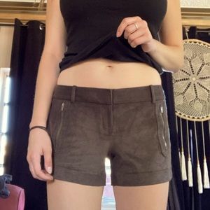Brown zipper shorts
